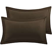 PiccoCasa Pillow Shams 2 Packs Oxford Pillowcases, Soft Brushed Solid Microfiber Soft and Comfortable Pillowcases Covers for Pillow  Queen(20"x30"), Brown