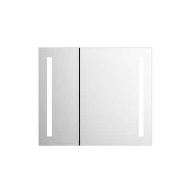 Vyaya Erie 30 in. W x 26 in. H Rectangular Silver Aluminum Recessed or Surface Mount LED Mirror Medicine Cabinet. View a larger version of this product image.