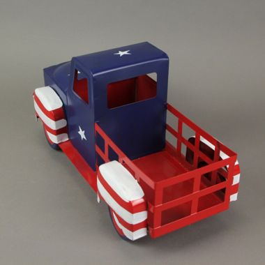 Direct International Rustic Metal Vintage Patriotic Pickup Truck Planter Antique Red White Blue Decor. View a larger version of this product image.