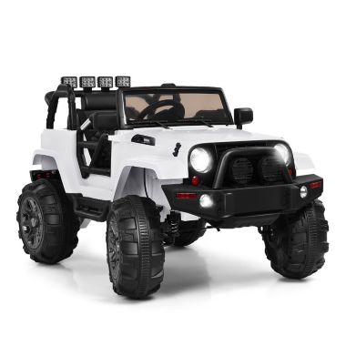 Slickblue 12V Kids Remote Control Riding Truck Car with LED Lights-White. View a larger version of this product image.