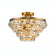 ELE Light & Decor Adeline 9-Light Gold Faceted Semi-Flush Mount Crystal Chandelier