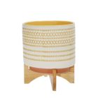 Alternate image 1 for Kingston Living 11.5" Yellow and White Dot Ceramic Cylindrical Planter on Stand