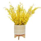 Alternate image 2 for Kingston Living 11.5" Yellow and White Dot Ceramic Cylindrical Planter on Stand