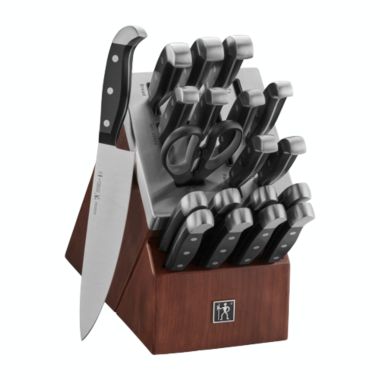 Henckels Statement 20-pc Self-Sharpening Knife Set with Block, Chef Knife, Paring Knife, Utility Knife, Bread Knife, Steak Knife, Dark Brown, Stainless Steel. View a larger version of this product image.