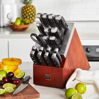 Henckels Statement 20-pc Self-Sharpening Knife Set with Block, Chef Knife, Paring Knife, Utility Knife, Bread Knife, Steak Knife, Dark Brown, Stainless Steel. View a larger version of this product image.