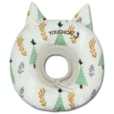 Pet Life Touchcat Ringlet Licking and Scratching Adjustable Pillow Cat Neck Protector (White-Medium). View a larger version of this product image.