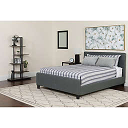 Flash Furniture  Tribeca Full Size Tufted Upholstered Platform Bed in Dark Gray Fabric with Memory Foam Mattress