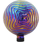 Sunnydaze Rippled Texture Indoor/Outdoor Gazing Globe Glass Garden Ball - 10" Diameter - Blue, Purple and Gold