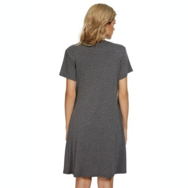 cheibear Women's Sleepwear Strtechy with Pockets Nightshirt Lounge Dress Pajama Nightgown Medium Dark Gray. View a larger version of this product image.