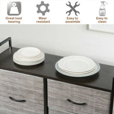 Hivago 5 Fabric Drawers Dresser with Metal Frame and Wooden Top. View a larger version of this product image.