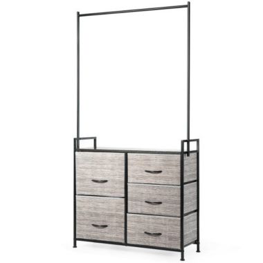 Hivago 5 Fabric Drawers Dresser with Metal Frame and Wooden Top. View a larger version of this product image.