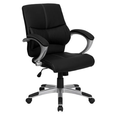 Flash Furniture Bodie Mid-Back Black LeatherSoft Contemporary Swivel Manager's Office Chair with Arms. View a larger version of this product image.