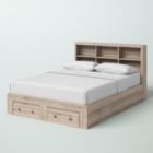 Alternate image 1 for Slickblue King Size Rustic Oak FarmHouse Low Profile 2 Drawer Storage Platform Bed