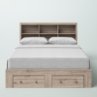 Slickblue King Size Rustic Oak FarmHouse Low Profile 2 Drawer Storage Platform Bed. View a larger version of this product image.