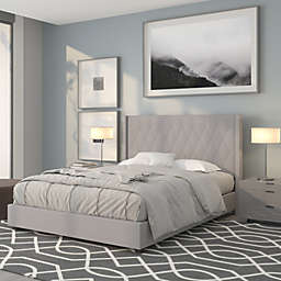 Flash Furniture Riverdale Queen Size Tufted Upholstered Platform Bed in Light Gray Fabric