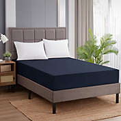 Sweet Home Collection   Fitted Sheet Brushed Microfiber Bottom Sheets with Built in Sheet Straps, Queen, Navy Blue
