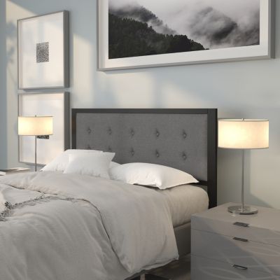 Dark Grey Upholstered Headboard Bed, Grey Tufted Headboard Bedroom Ideas
