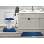 Kashi Home 3PC BATHROOM SET RUG CONTOUR MAT TOILET LID COVER SOLID COLOR BATHMAT MARY