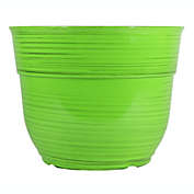 Garden Elements Glazed Brushed Happy Large Plastic Planter, Bright Green, 15"