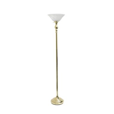 Elegant Designs 1 Light Torchiere Floor Lamp with Marbleized White Glass Shade. View a larger version of this product image.