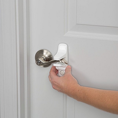 Safety 1st  Adhesive Child Proof Door Lever Lock with Decoy Button, 2 Pack, White, Toddler. View a larger version of this product image.
