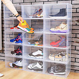 Kitcheniva 12-Pieces Large Clear Shoe Storage Boxes Sneaker Organizer