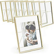 Juvale Gold Glass Floating Frames for Pressed Flowers, 5 x 7 Inch Photos (8 Pack)