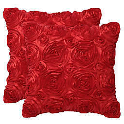 PiccoCasa Set of 2 3D Flowers Throw Pillow Cover, Romantic Decorative Satin Cushion Cover, Stereo Roses Pillow Cover for Bed Sofa Couch 16