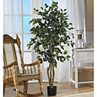 Alternate image 3 for Nearly Natural 4&#39; Artificial Silk Potted Ficus Tree