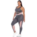 Alternate image 1 for White Mark Women's Plus Size Cut Out Back Mesh Sports Bra & Leggings Set