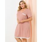 Alternate image 3 for Agnes Orinda Women's Plus Size Nightgown Polka Dots Short Sleeve Pajamas Nightgowns, Leisure Polyester Round Neck Baby doll Sleepwear Cami Dress, 2X Pink