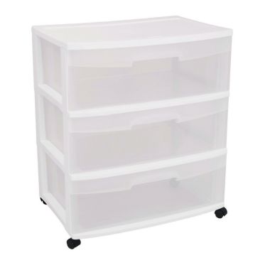 Slickblue Mobile 3-Drawer Storage Cart Wardrobe Home Storage Cabinet in Clear White. View a larger version of this product image.