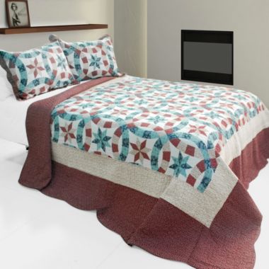 Blancho Bedding Falling Snow 3PC Cotton Vermicelli-Quilted Printed Quilt Set (Full/Queen Size). View a larger version of this product image.