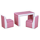 Alternate image 1 for Qaba Kids Sofa Set 2-in-1 Multi-Functional Toddler Table Chair Set 2 Seat Couch Storage Box Soft Sturdy Pink