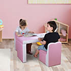 Alternate image 3 for Qaba Kids Sofa Set 2-in-1 Multi-Functional Toddler Table Chair Set 2 Seat Couch Storage Box Soft Sturdy Pink