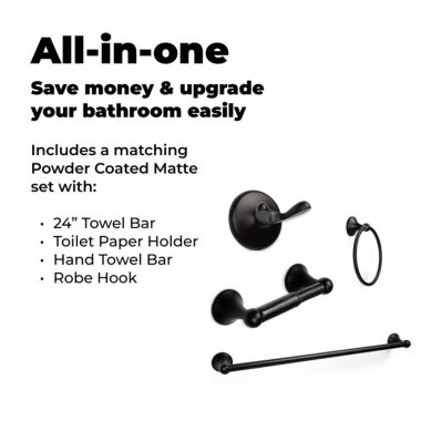 Bathroom Hardware Accessory Set Includes 24'' Towel Bar, Toilet Paper Holder, Hand. View a larger version of this product image.