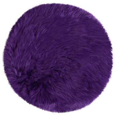 PiccoCasa Soft Faux Fur Sheepskin Plush Throw Rug, Faux Sheepskin Area Rug Indoor Soft Fluff Carpet Rugs for Bedroom Floor Sofa Cabinet Living Room 2x2 Feet Round, Purple. View a larger version of this product image.