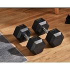 Alternate image 1 for Soozier Hex Rubber Free Weight Dumbbells Set in Pair with Steel Handles 45lbs/Single Hand Weight for Strength Workout Training, Black