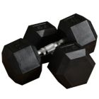 Alternate image 2 for Soozier Hex Rubber Free Weight Dumbbells Set in Pair with Steel Handles 45lbs/Single Hand Weight for Strength Workout Training, Black
