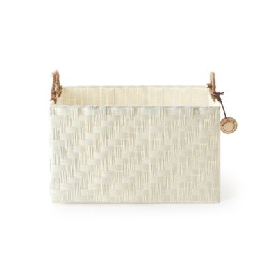 Home Outfitters  S/3 Rect Herringbone Weave W/ Rope Handles, White. View a larger version of this product image.
