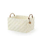 Alternate image 1 for Home Outfitters  S/3 Rect Herringbone Weave W/ Rope Handles, White