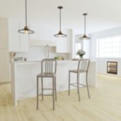 Merrick Lane Santorini 30 Inch Silver Galvanized Steel Indoor/Outdoor Counter Bar Stool With Slatted Back And Powder Coated Finish