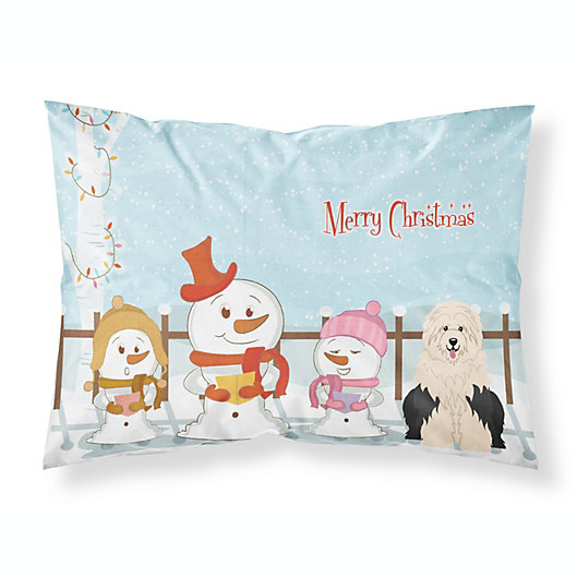Caroline's Treasures BB8466PILLOWCASE Old English Sheepdog Christmas Fabric Standard Pillowcase Multicolor Standard