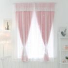 Alternate image 3 for Stock Preferred Starry Curtains Living Room Bedroom Lace Double Layer Pink