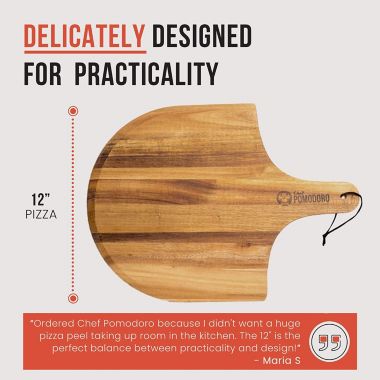 Chef Pomodoro All Natural Acacia Wood Pizza Peel, Gourmet Luxury Pizza Paddle for Baking Homemade Pizza and Bread - Oven or Grill Use. View a larger version of this product image.