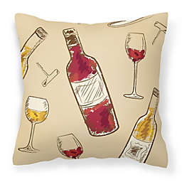 Caroline's Treasures Red and White Wine Fabric Decorative Pillow 18 x 18