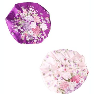 GoodMerchan - Women's Satin Hair Bonnet Set - Multicolor, 2 Pieces - Stylish stacked ring set. View a larger version of this product image.