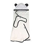 Alternate image 2 for Panda Baby viscose from Bamboo Hooded Bath Towel Set, 2pc Set - White-Black