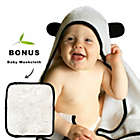 Alternate image 3 for Panda Baby viscose from Bamboo Hooded Bath Towel Set, 2pc Set - White-Black