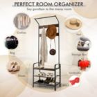 Alternate image 2 for Slickblue 3-in-1 Industrial Hall Tree Coat Rack Shoe Bench with Storage Shelf and 9 Hooks